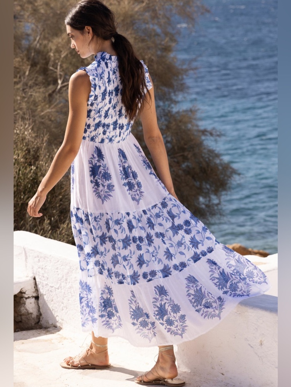 OLIPHANT SLEEVELESS SMOCKED MAXI- MARION BLUE. XXL - Picture 9 of 13